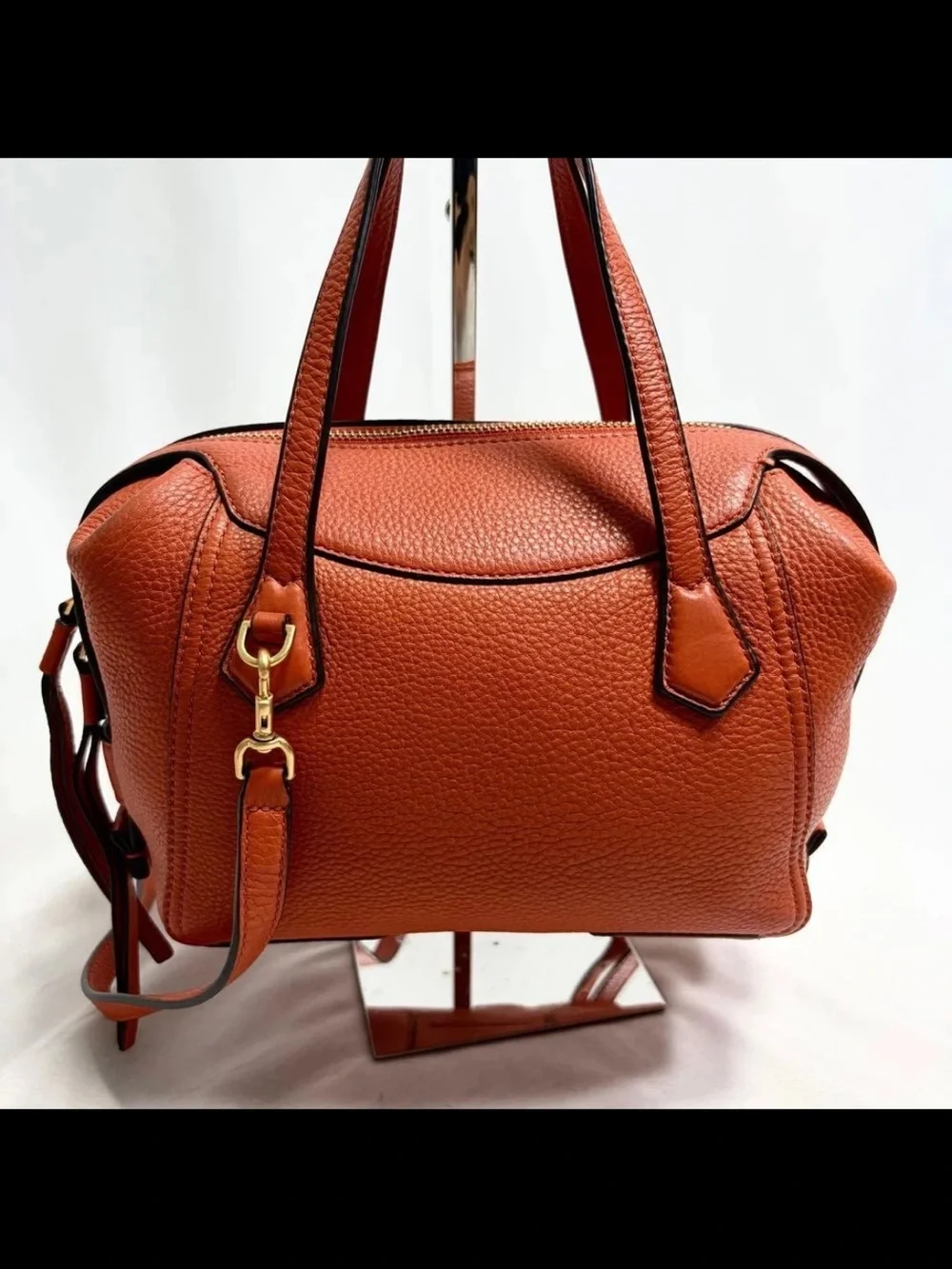 Tory Burch Orange Pebbled Leather Shoulder Bag